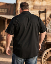 Big & Tall Men's Western Denim Printed Short Sleeve Shirt